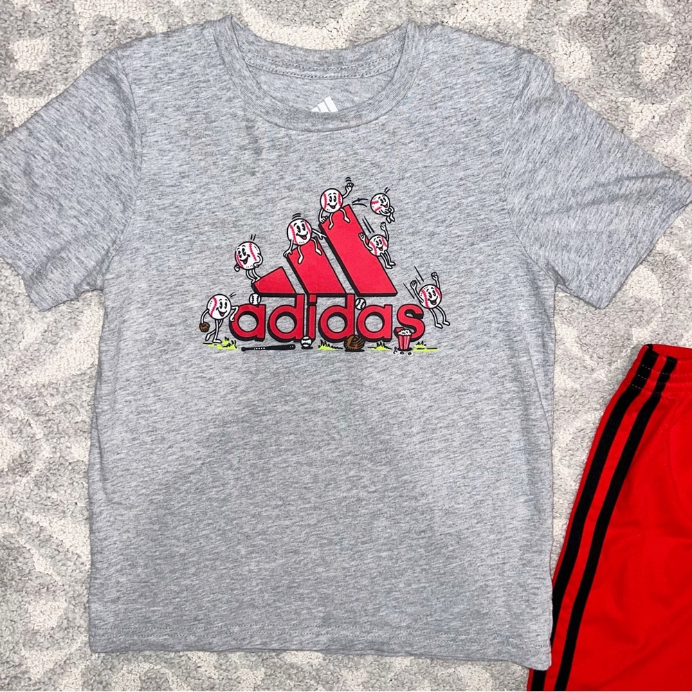Adidas Three-Stripes Shorts and Tee Set - Picture 2 of 6
